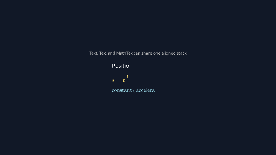 Text, Tex, and MathTex preview